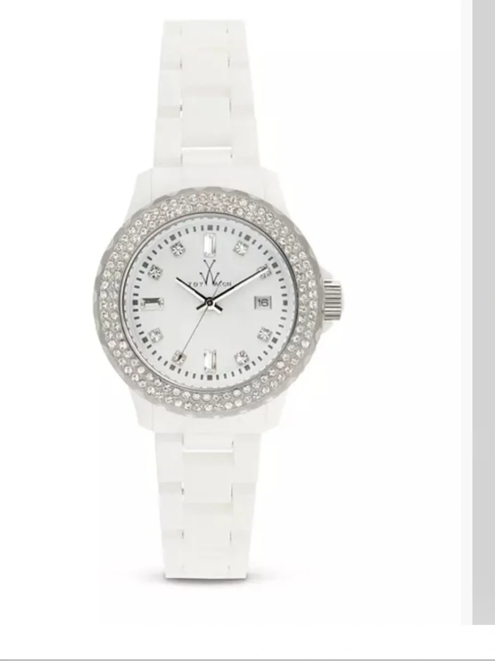 Toy watch classic plasteramic watch white with Swarovski crystals